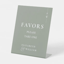 モノグラムモダンセージ緑の好意結婚の 台座サイン