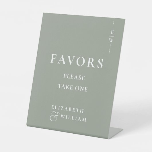 モノグラムモダンセージ緑の好意結婚の 台座サイン (正面)