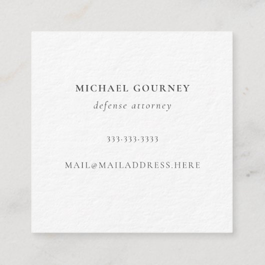 モノグラムモダンタイポグラフィダークグレー スクエア名刺 (裏面)