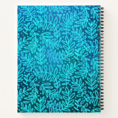 モノグラムモダンターコイズの葉葉のパターン ノートブック (裏面)