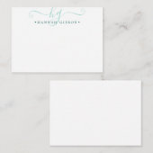 モノグラムモダンターコイズスクリプトイニシャル ノートカード (正面/裏面)