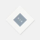 モノグラムモダンダスティブルーとホワイトカクテルナップ スタンダードカクテルナプキン (角)