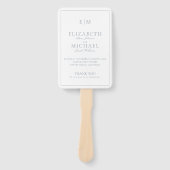 モノグラムモダンダスティブルースクリプト結婚式 プログラム ハンドファン (正面)