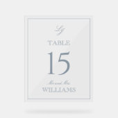 モノグラムモダンダスティブルー結婚のテーブル番号 アクリルサイン (正面)