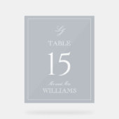 モノグラムモダンダスティブルー結婚のテーブル番号 アクリルサイン (正面)