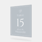 モノグラムモダンダスティブルー結婚のテーブル番号 アクリルサイン (傾斜)