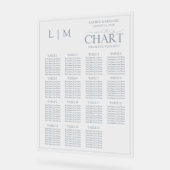 モノグラムモダンダスティブルー結婚の座席表 アクリルサイン (傾斜)