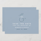 モノグラムモダンダスティブルー結婚ズ セーブザデート (正面/裏面)
