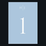 モノグラムモダンダスティブルー結婚ズ テーブルナンバー<br><div class="desc">このシンプルでエレガントもテーブルカードはモノグラムのデザインを備えモダン、ほとんどのテーマに適合結婚する。テンプレートカスタム型枠を使用して文字を追加する高度な編集メニューを使用して、デザインツールを選択し、色、フォント、レイアウトを変更する。</div>