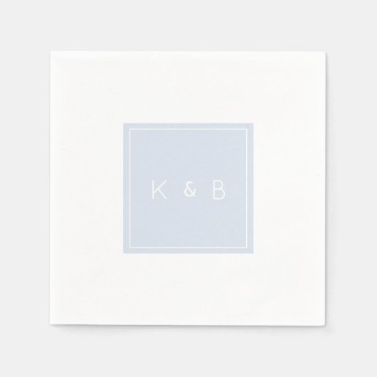 モノグラムモダンダスティブルー&ホワイトカクテル スタンダードカクテルナプキン (正面)