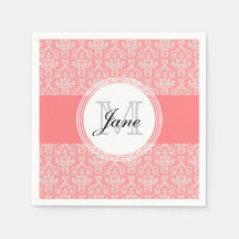 モノグラムモダンダマスクナプキンサンゴ