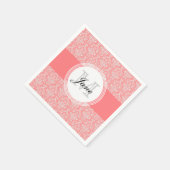 モノグラムモダンダマスクナプキンサンゴ スタンダードカクテルナプキン (角)