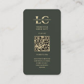 モノグラムモダンダークグリーン金ゴールド歯科用歯科医 名刺 (裏面)