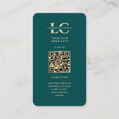 モノグラムモダンダークティール（緑がかった色）金ゴールド歯科 名刺 (裏面)