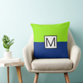 モノグラムモダンダークブルーとライムエレガント クッション (椅子)