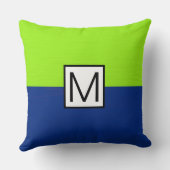 モノグラムモダンダークブルーとライムエレガント クッション (裏面)