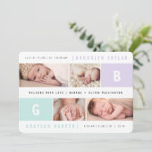 モノグラムモダンツイン4 – フォトデザイン誕生 案内状 (スタンド正面)