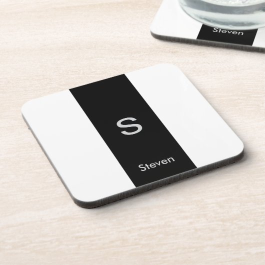 モノグラムモダンツートーン白黒 コースター (左側)