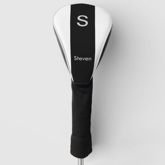 モノグラムモダンツートーン白黒 ゴルフヘッドカバー (正面)