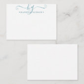 モノグラムモダンティール(緑がかった色)スクリプトイニシャル ノートカード (正面/裏面)