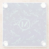 モノグラムモダンティール(緑がかった色)ターコイズベリーパターン ガラスコースター (裏面)