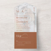 モノグラムモダンテラコッタオーバーレイ結婚写真 オールインワン招待状 (内側)