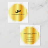 モノグラムモダンテンプレートエレガントフェイク金ゴールド スクエア名刺 (正面/裏面)