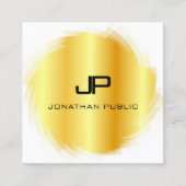 モノグラムモダンテンプレートエレガントフェイク金ゴールド スクエア名刺 (正面)