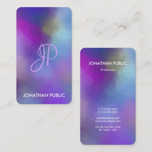 モノグラムモダンテンプレートエレガント抽象芸術アート 名刺 (正面/裏面)