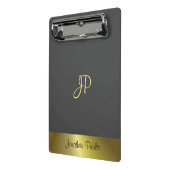 モノグラムモダンテンプレートエレガント金属金ゴールド ミニクリップボード (アングル2)