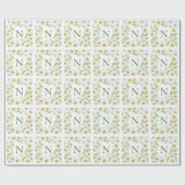 モノグラムモダンデイジーフローラ ラッピングペーパー (フラット)