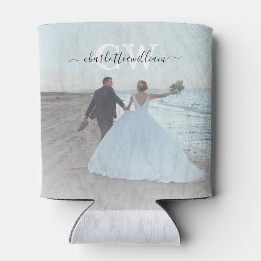 モノグラムモダントレンディー2フォト結婚式の引き出物 缶クーラー (裏面)