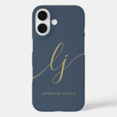 モノグラムモダンニュートラミニマルスタイリッシュル海軍金ゴールド Case-Mate iPhoneケース (裏面)