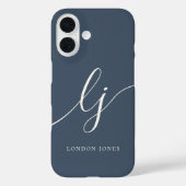 モノグラムモダンニュートラルスタイリッシュミニマル海軍 Case-Mate iPhoneケース (裏面)