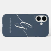 モノグラムモダンニュートラルスタイリッシュミニマル海軍 Case-Mate iPhoneケース (裏面 (横))