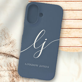 モノグラムモダンニュートラルスタイリッシュミニマル海軍 iPhone 16ケース