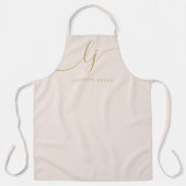 モノグラムモダンニュートラルミニマルスタイリッシュ赤面金ゴールド エプロン (正面)