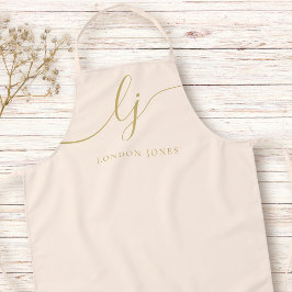 モノグラムモダンニュートラルミニマルスタイリッシュ赤面金ゴールド エプロン