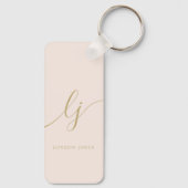 モノグラムモダンニュートラルミニマルスタイリッシュ赤面金ゴールド キーホルダー (裏面)
