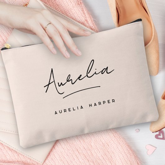 モノグラムモダンニュートラルミニマル赤面ピンクシック アクセサリーポーチ