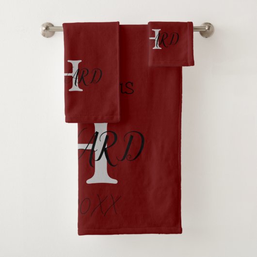 モノグラムモダンニューライヴァズブルゴーニュレッド白黒 バスタオルセット (インサイチュ)