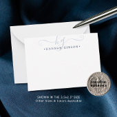 モノグラムモダンネイビーブルースクリプトイニシャル ノートカード