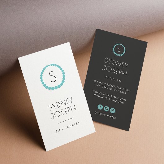 モノグラムモダンネックレスロゴ |ジュエリーデザイン 名刺