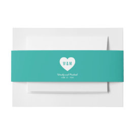 モノグラムモダンハートカスタムの色 招待状ベリーバンド