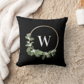 モノグラムモダンハーフリースグリーンブラッククリスマス クッション (ブランケット)