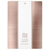 モノグラムモダンバラ金ゴールドピンクビジネス クリップボード (裏面)