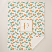 モノグラムモダンパイナップル果実パターン シェルパブランケット (正面)