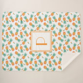 モノグラムモダンパイナップル果実パターン シェルパブランケット (正面(横))