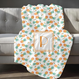 モノグラムモダンパイナップル果実パターン シェルパブランケット