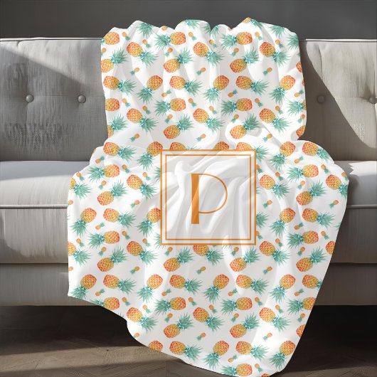 モノグラムモダンパイナップル果実パターン シェルパブランケット